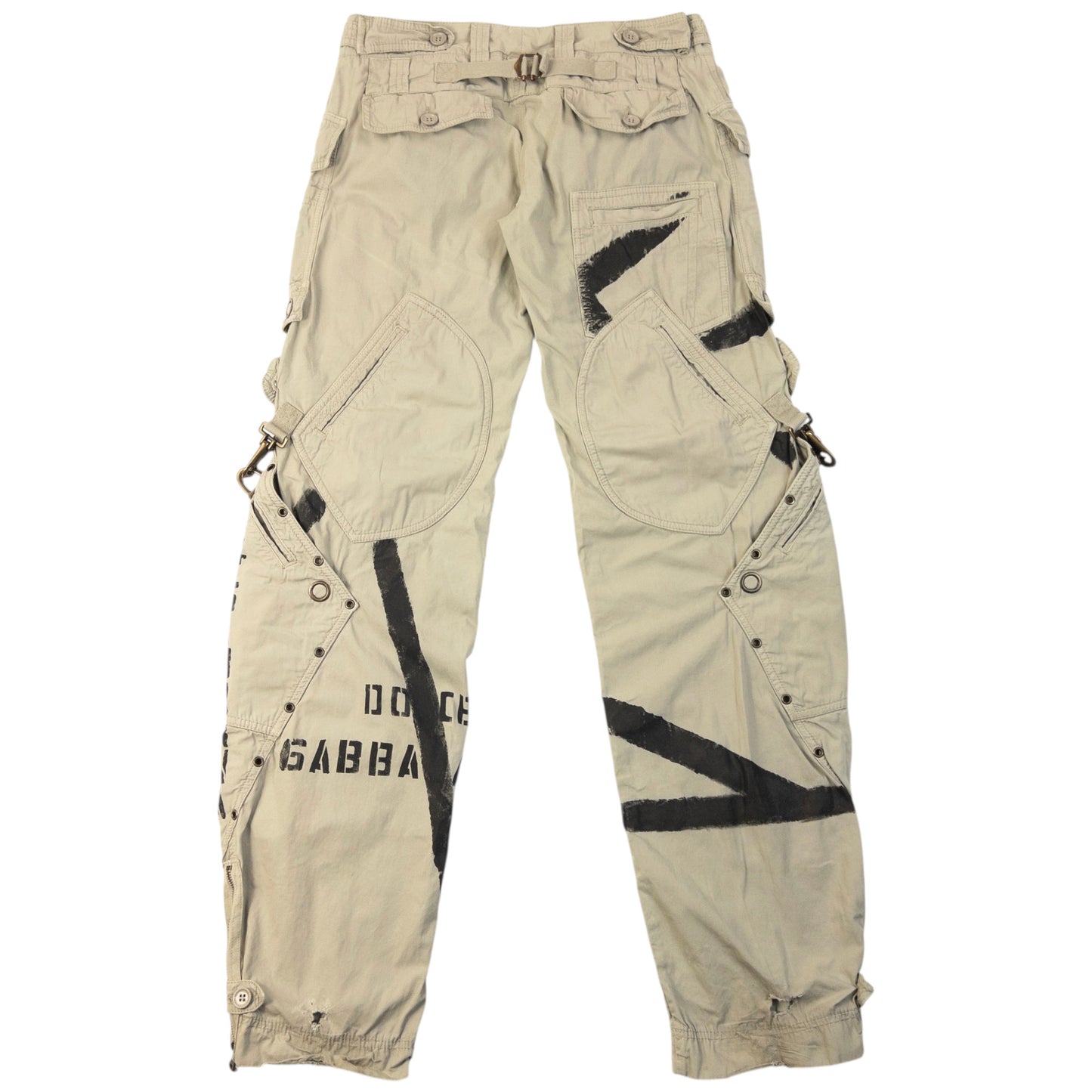 Vintage 2004 Dolce & Gabbana Bondage Flight Cargo Trousers Womens Size W30