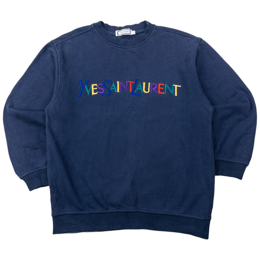 Vintage 80s YSL Yves Saint Laurent Embroidered Sweatshirt Size S