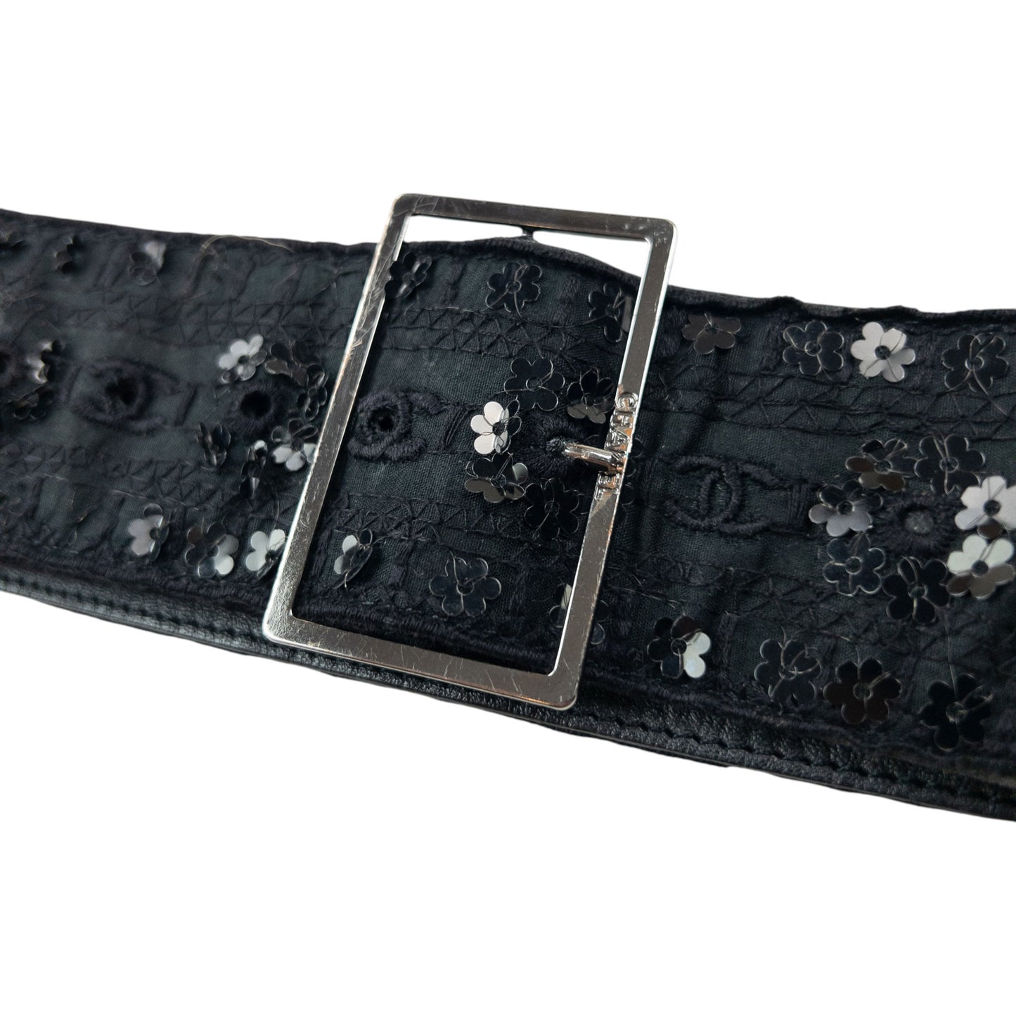 Vintage 2006 Chanel Embroidered Sequin Belt Womens Size L