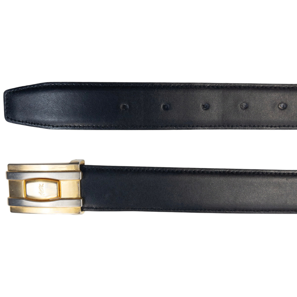 Vintage 90s YSL Yves Saint Laurent Leather Belt in black, photo 6