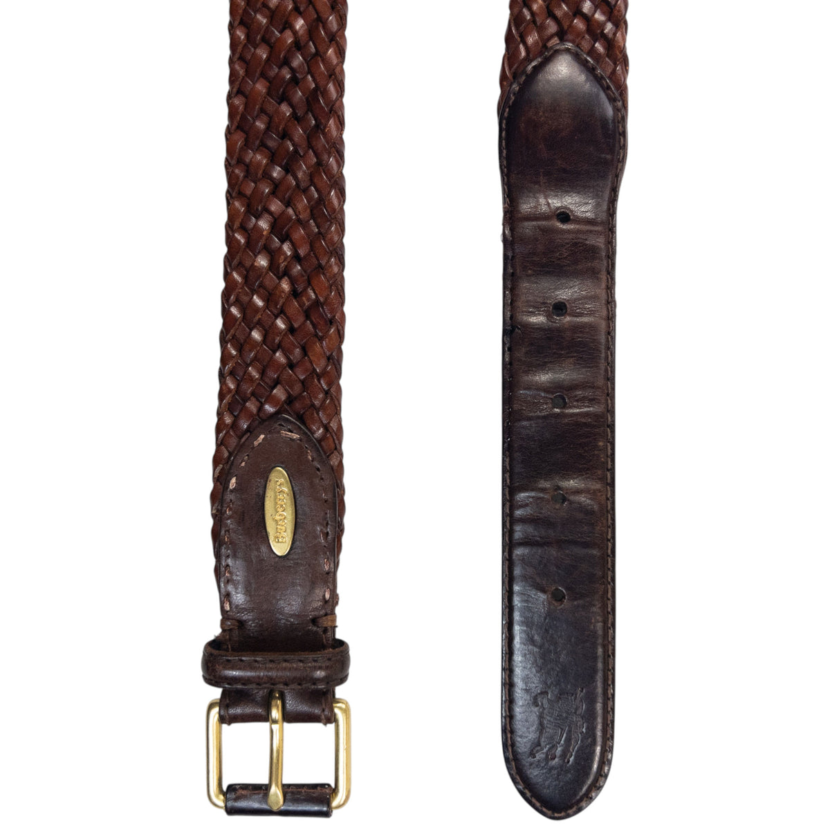 Vintage 90s Burberry Braided Leather Belt Size L