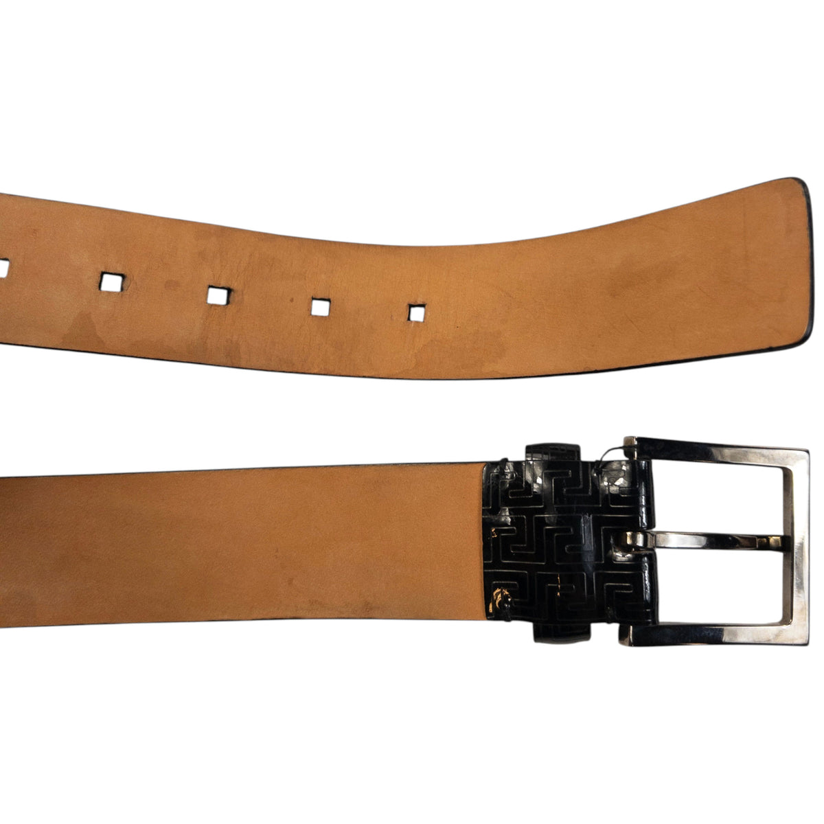Vintage 90s Versace Pattern Leather Belt Size M