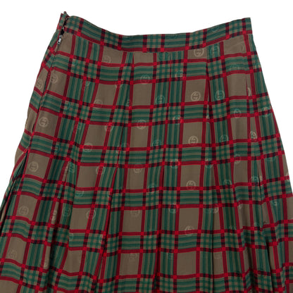Vintage 80s Gucci Checkered Monogram Silk Skirt Womens Size W24