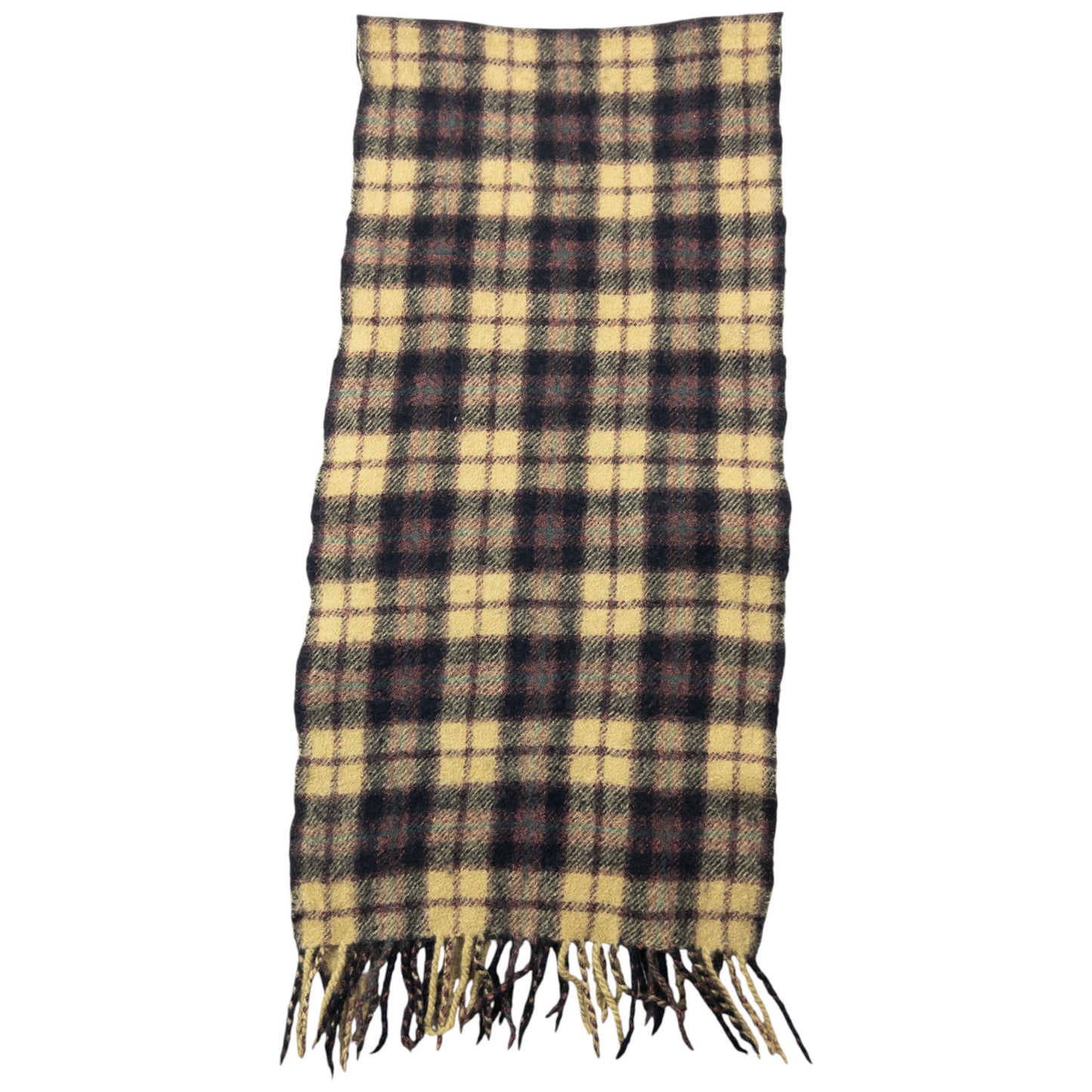 Vintage 2000s Issey Miyake Checkered Wool Tassel Scarf