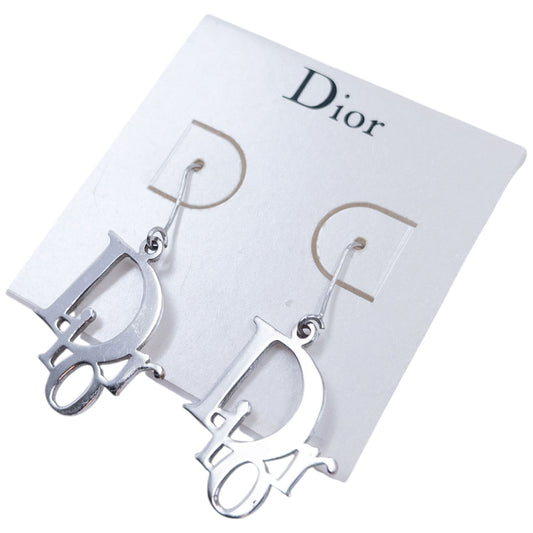 Vintage 2000s Dior By John Galliano Silver Logo Earrings