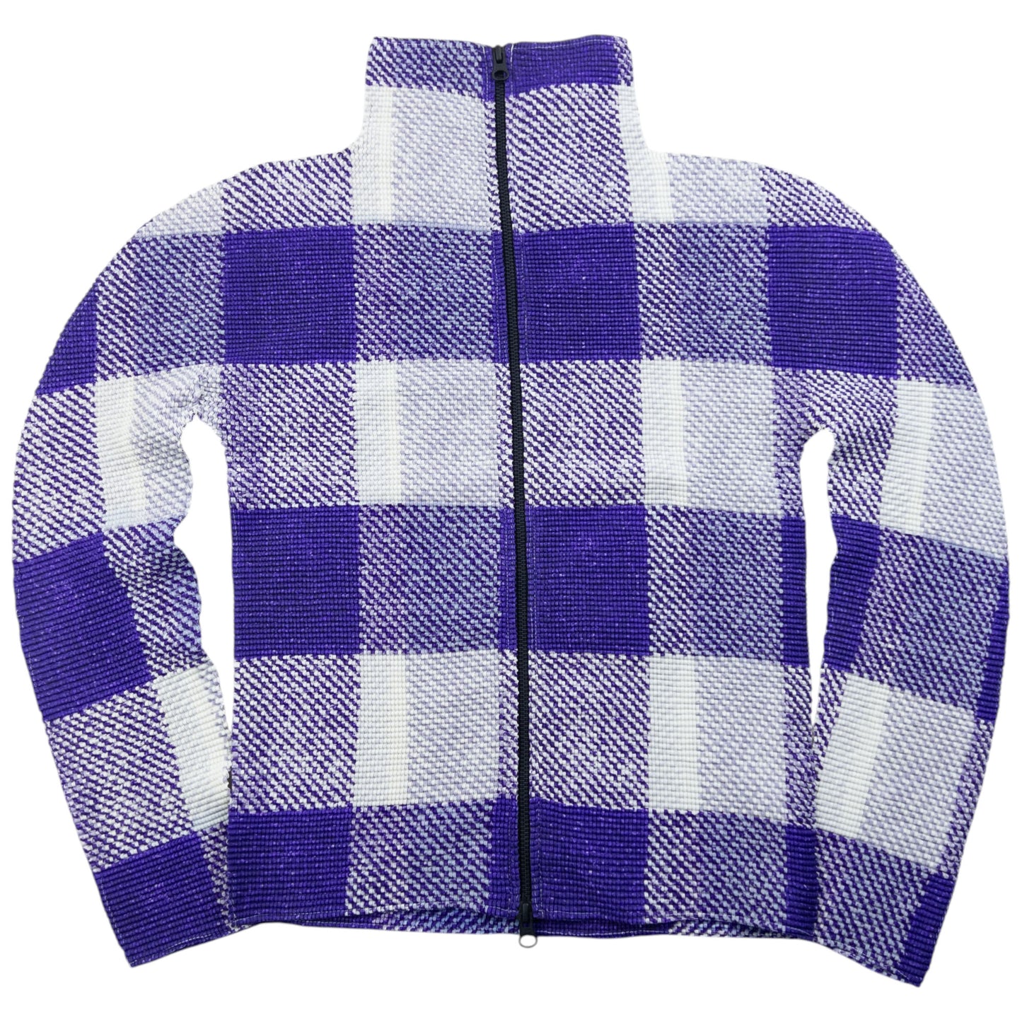 Vintage 90s Issey Miyake Checkered Zip Cardigan Womens SAMPLE Size S