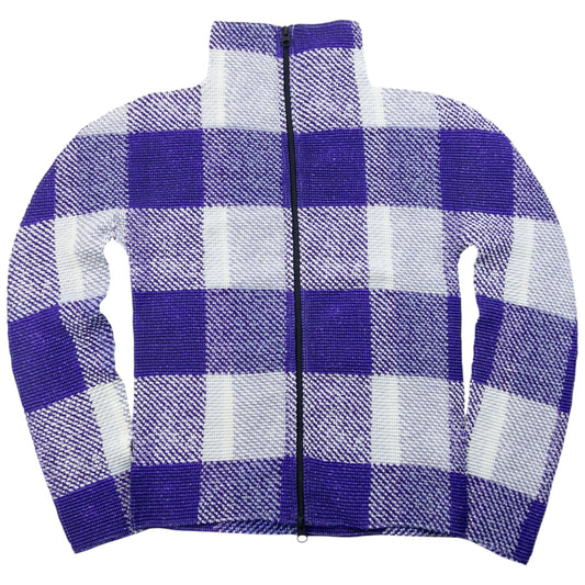 Vintage 90s Issey Miyake Checkered Zip Cardigan Womens SAMPLE Size S
