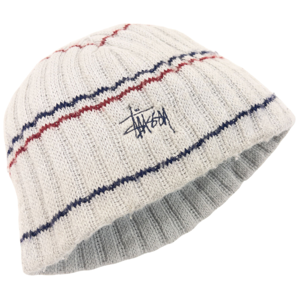 Vintage 2000s Stussy Striped Knit Beanie Hat