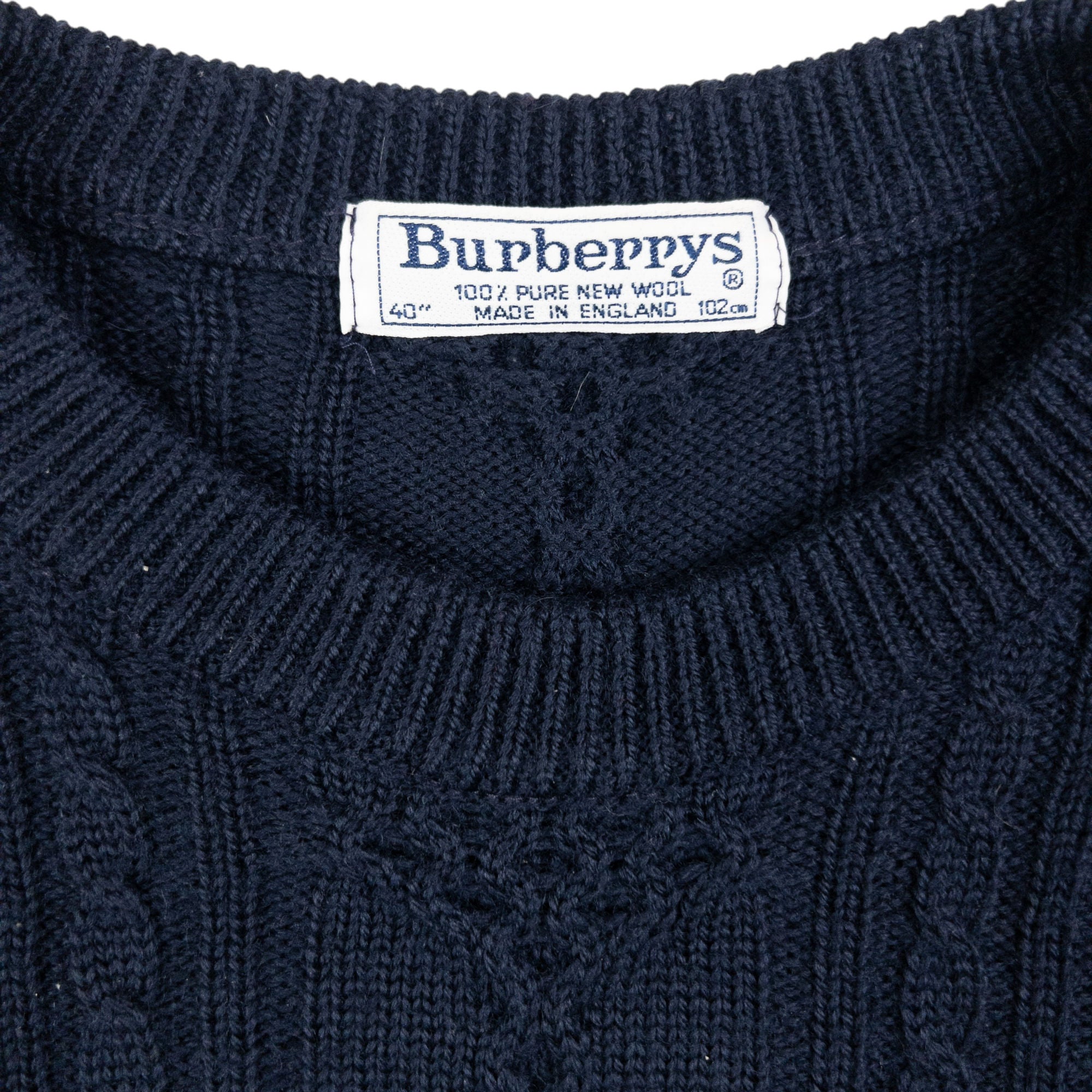Vintage Burberry Embroidered Cable Knit Jumper Size M