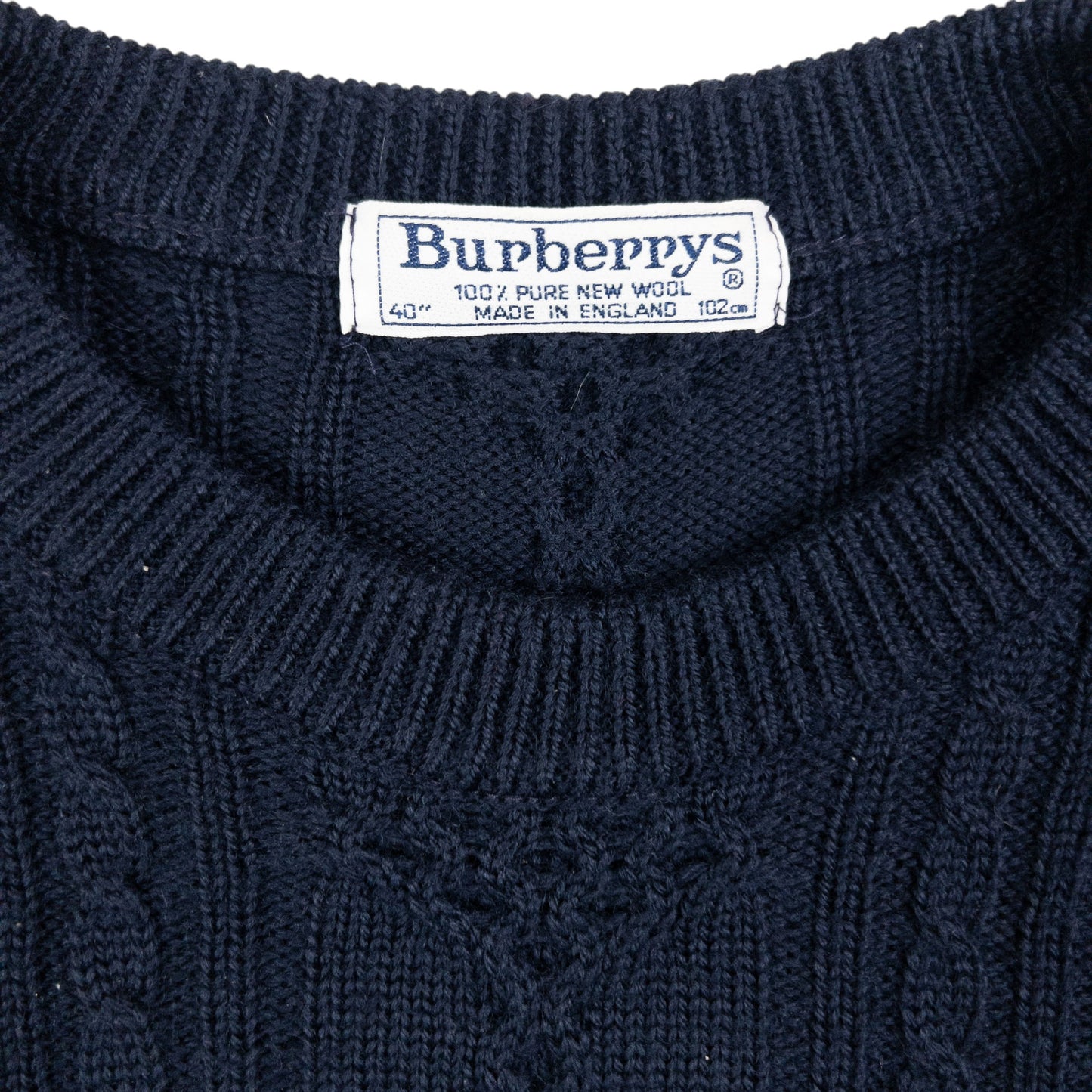 Vintage Burberry Embroidered Cable Knit Jumper Size M