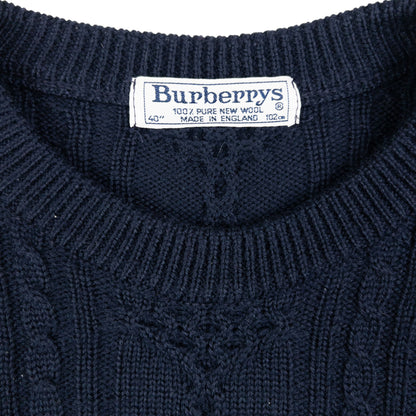 Vintage Burberry Embroidered Cable Knit Jumper Size M