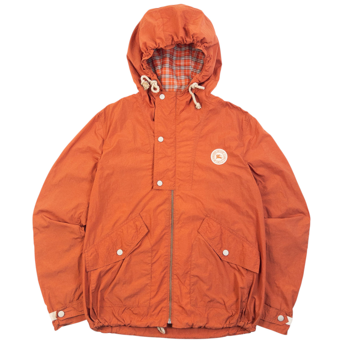 Vintage 2000s Burberry Black Label Lightweight Zip Up Jacket in orange (polyester), embroidered logo
