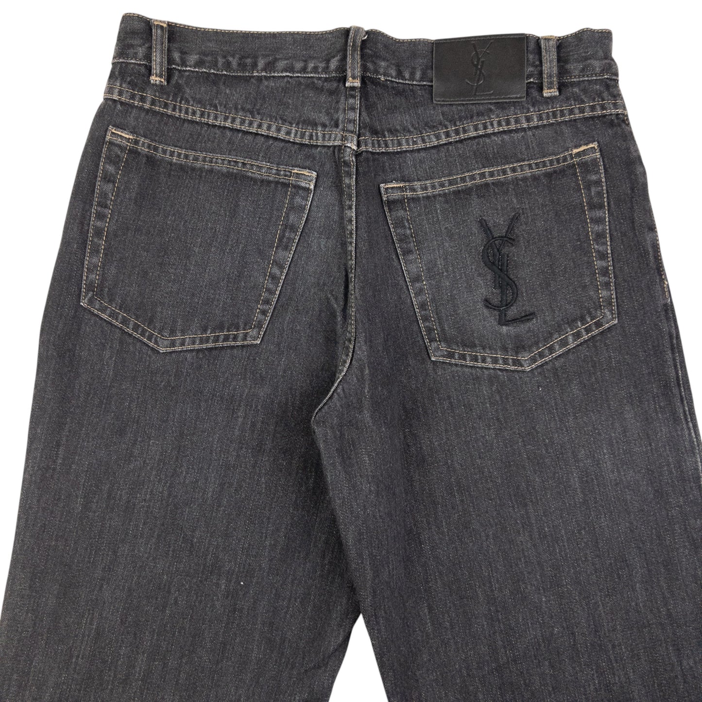 Vintage YSL Yves Saint Laurent Embroidered Denim Jeans Size W30
