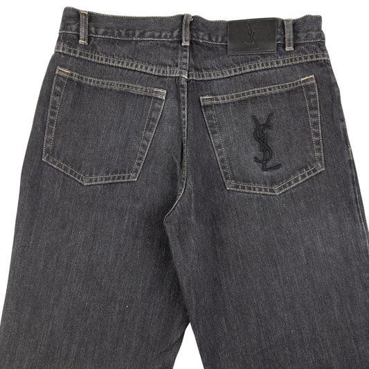 Vintage YSL Yves Saint Laurent Embroidered Denim Jeans Size W30