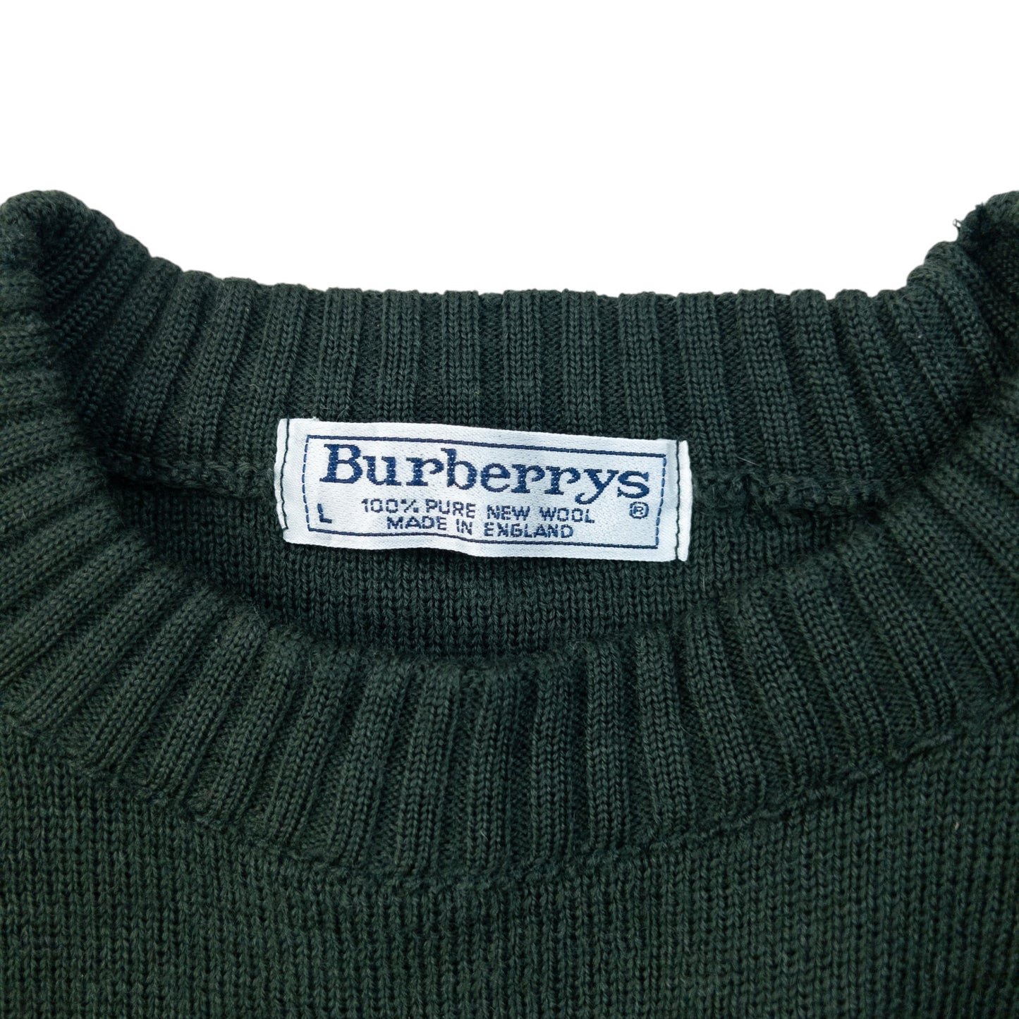 Vintage 90s Burberry Suede Patch Wool Jumper Size S