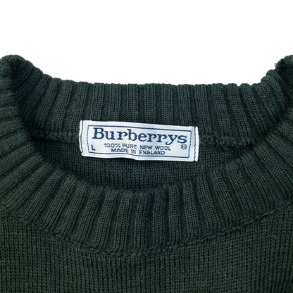 Vintage 90s Burberry Suede Patch Wool Jumper Size S