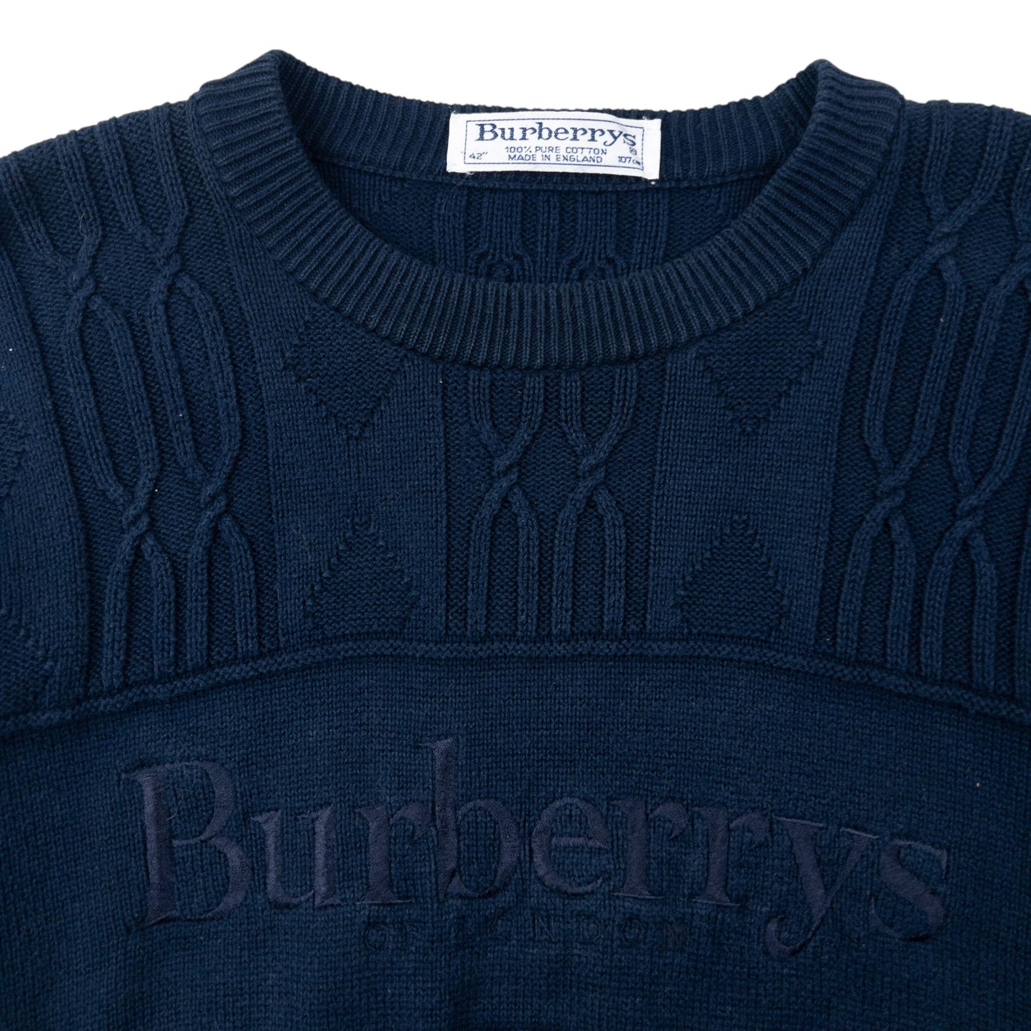 Vintage 90s Burberry Embroidered Knit Jumper Size M