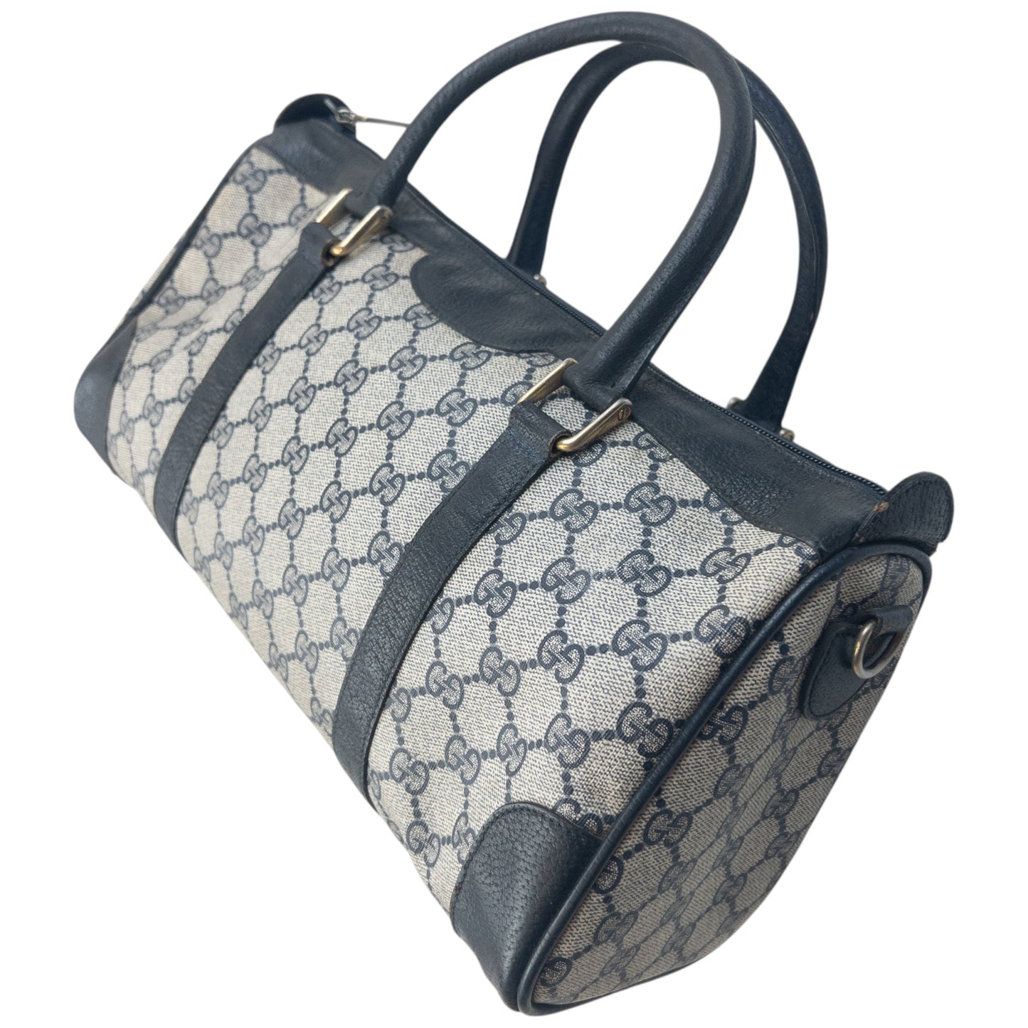 Vintage 80s Gucci Monogram Leather Handbag