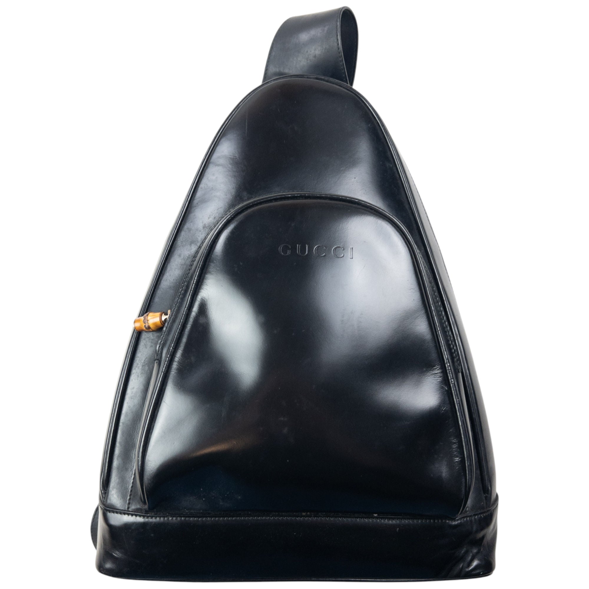 Vintage 80s Gucci Leather And Bamboo Sling Bag