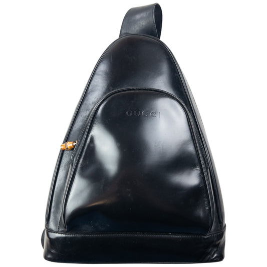 Vintage 80s Gucci Leather And Bamboo Sling Bag