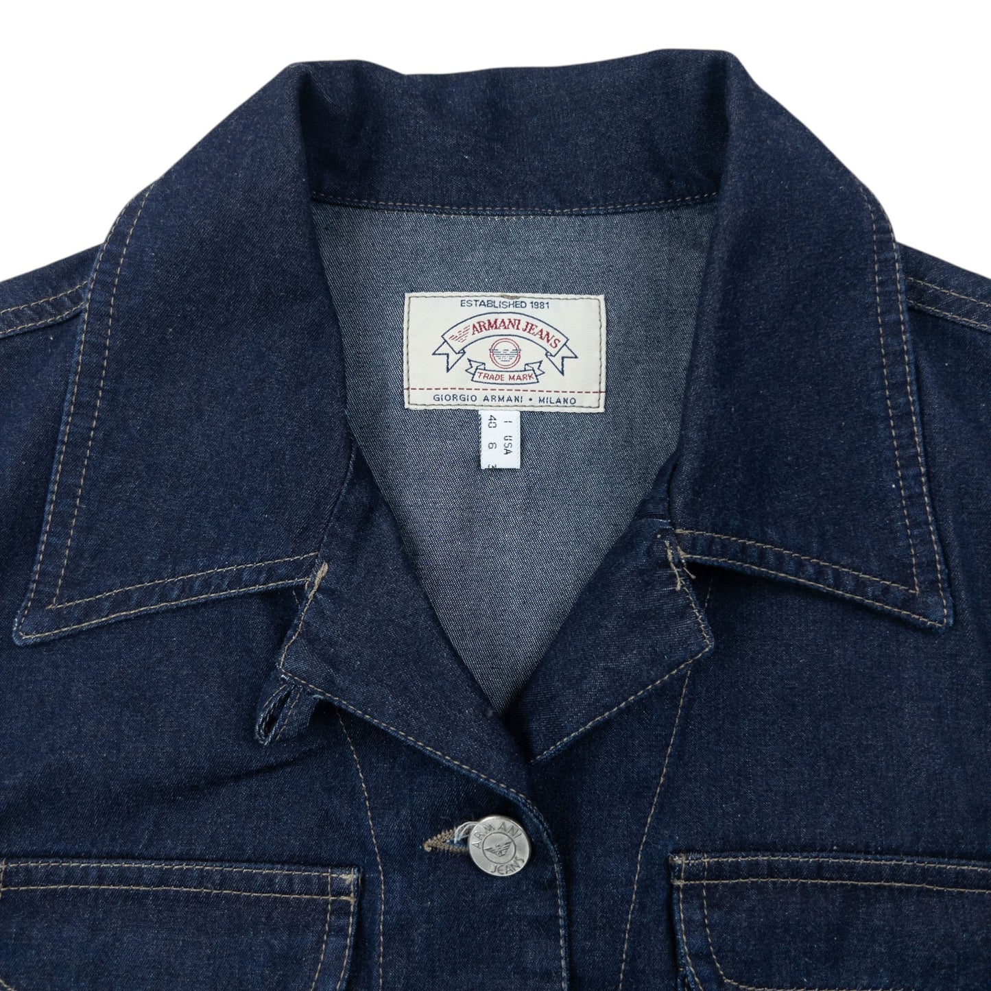 Vintage 90s Armani Jeans Button Up Denim Top Womens Size M