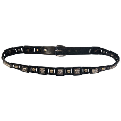 Vintage 90s Versace Signature Embossed Medusa Leather Belt Size M