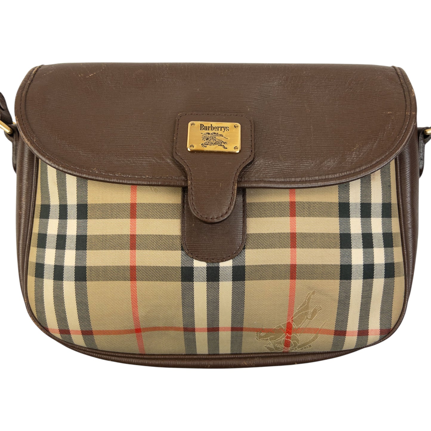 Vintage 90s Burberry Nova Check Leather Crossbody Bag