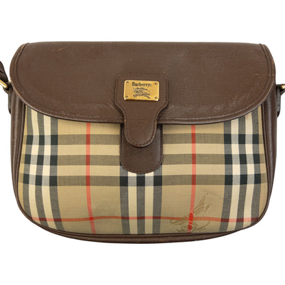 Vintage 90s Burberry Nova Check Leather Crossbody Bag