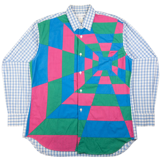 Vintage Comme Des Garçons SHIRT Patchwork Button Up Shirt Size XS