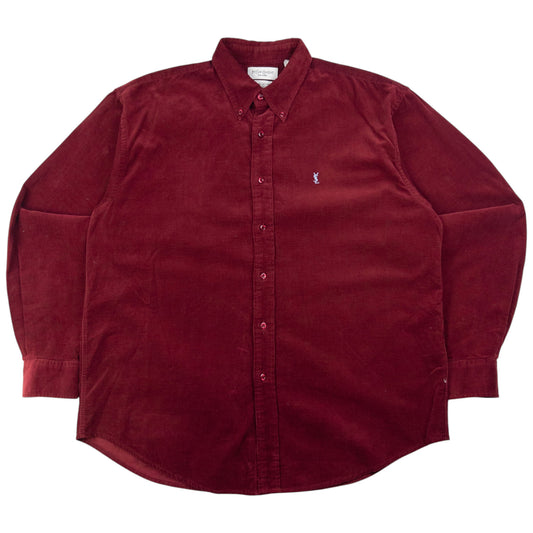 Vintage YSL Yves Saint Laurent Long Sleeve Button Up Corduroy Shirt Size L