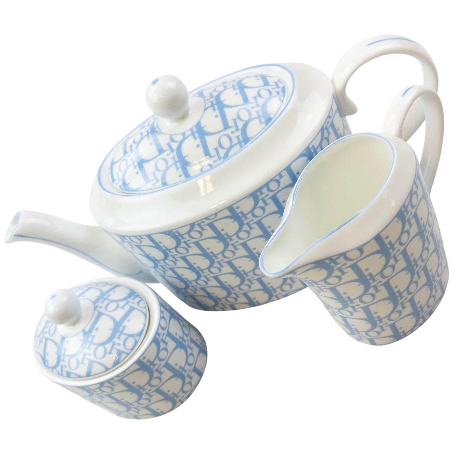 Vintage 2000s Dior Monogram Fine Bone China Tea Set