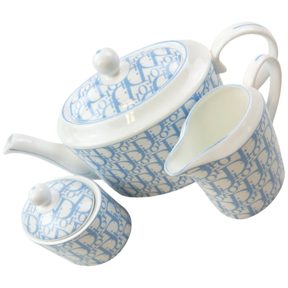 Vintage 2000s Dior Monogram Fine Bone China Tea Set