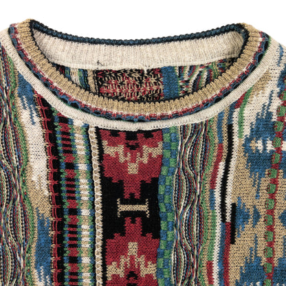 Vintage Pattern Knit Jumper Size XL