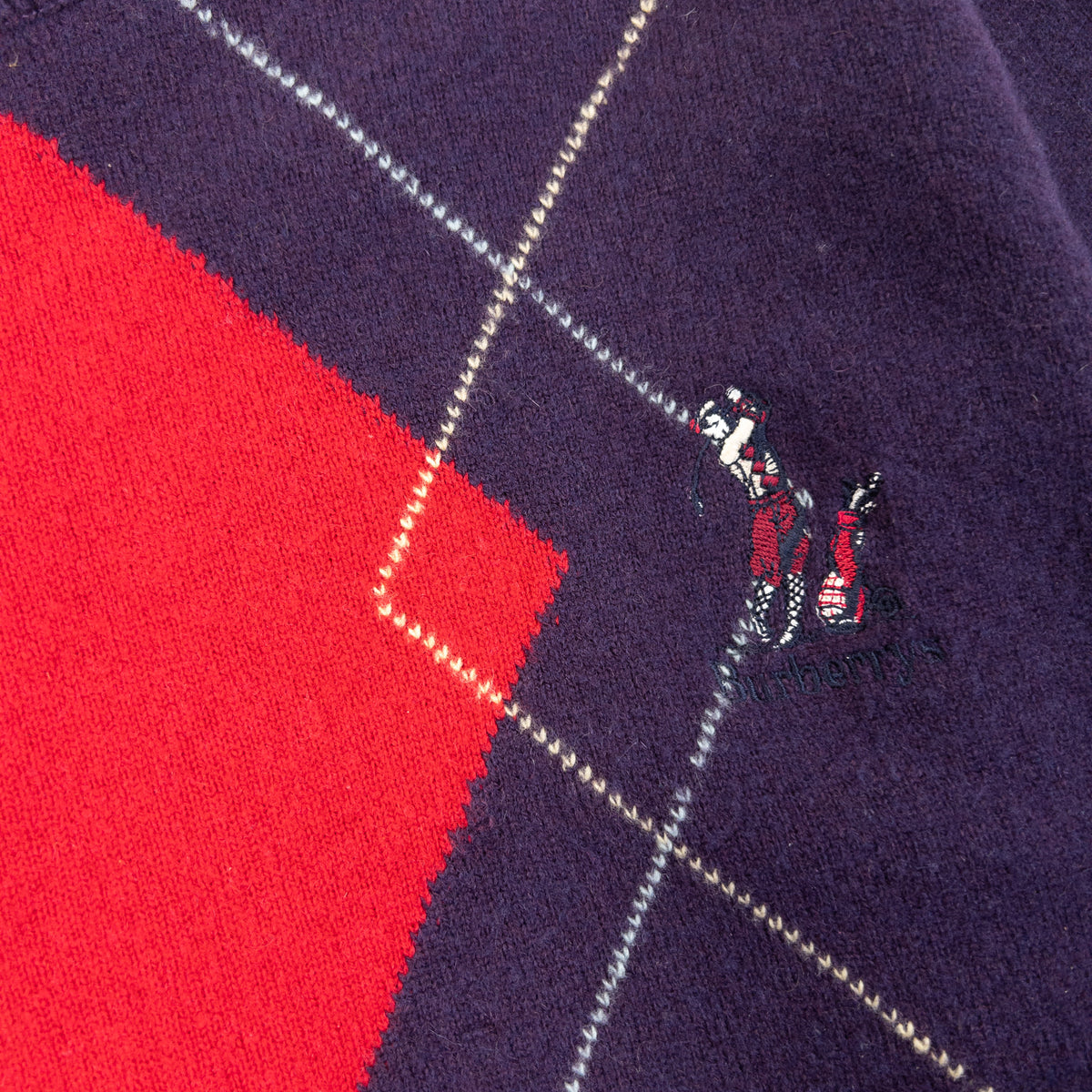 Vintage 90s Burberry Argyle Wool Jumper Womens Size S