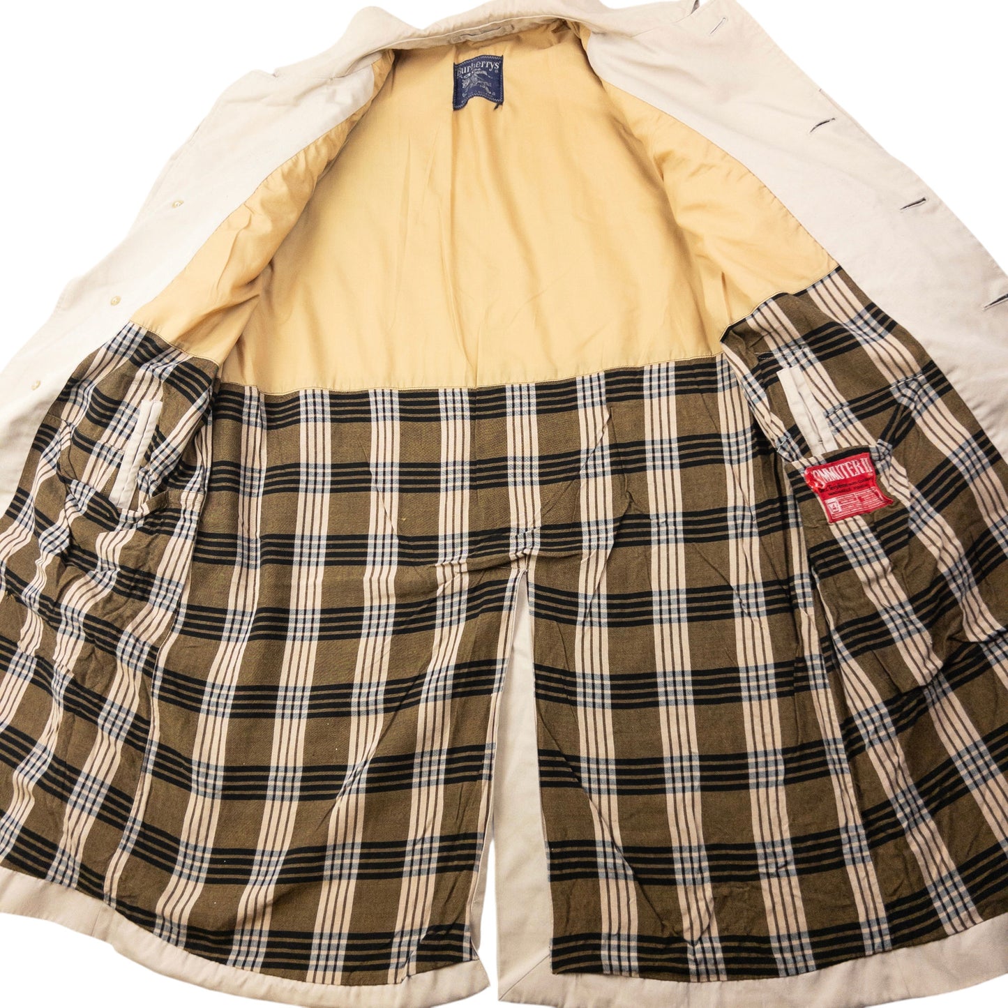 Vintage 80s Burberry Nova Check Lined Trench Jacket Size XL