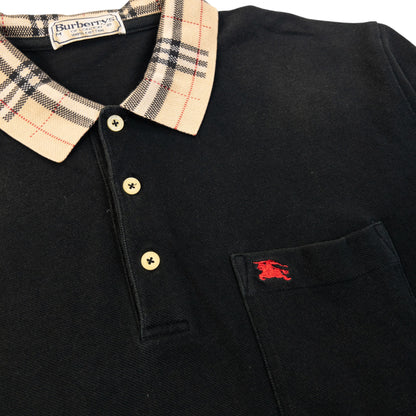 Vintage 90s Burberry Nova Check Collar Polo Shirt Size M