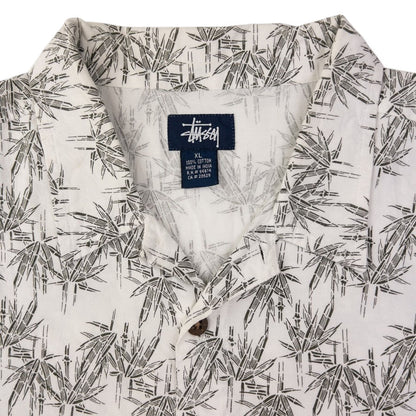 Vintage Stussy Bamboo Pattern Short Sleeve Button Up Shirt Size XL