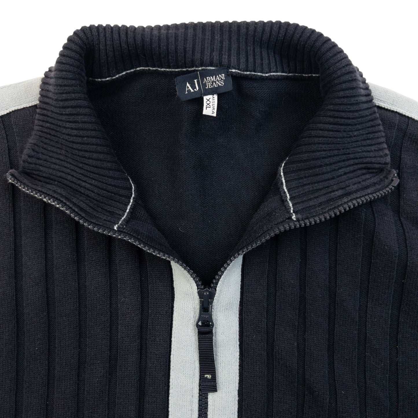 Vintage 2000s Armani Jeans Ribbed Zip Up Jumper Size M