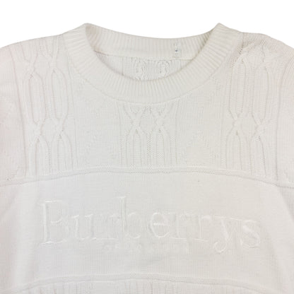 Vintage Burberry Embroidered Cable Knit Jumper Size S