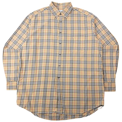 Vintage 90s Burberry Nova Check Long Sleeve Button Up Shirt Size XL
