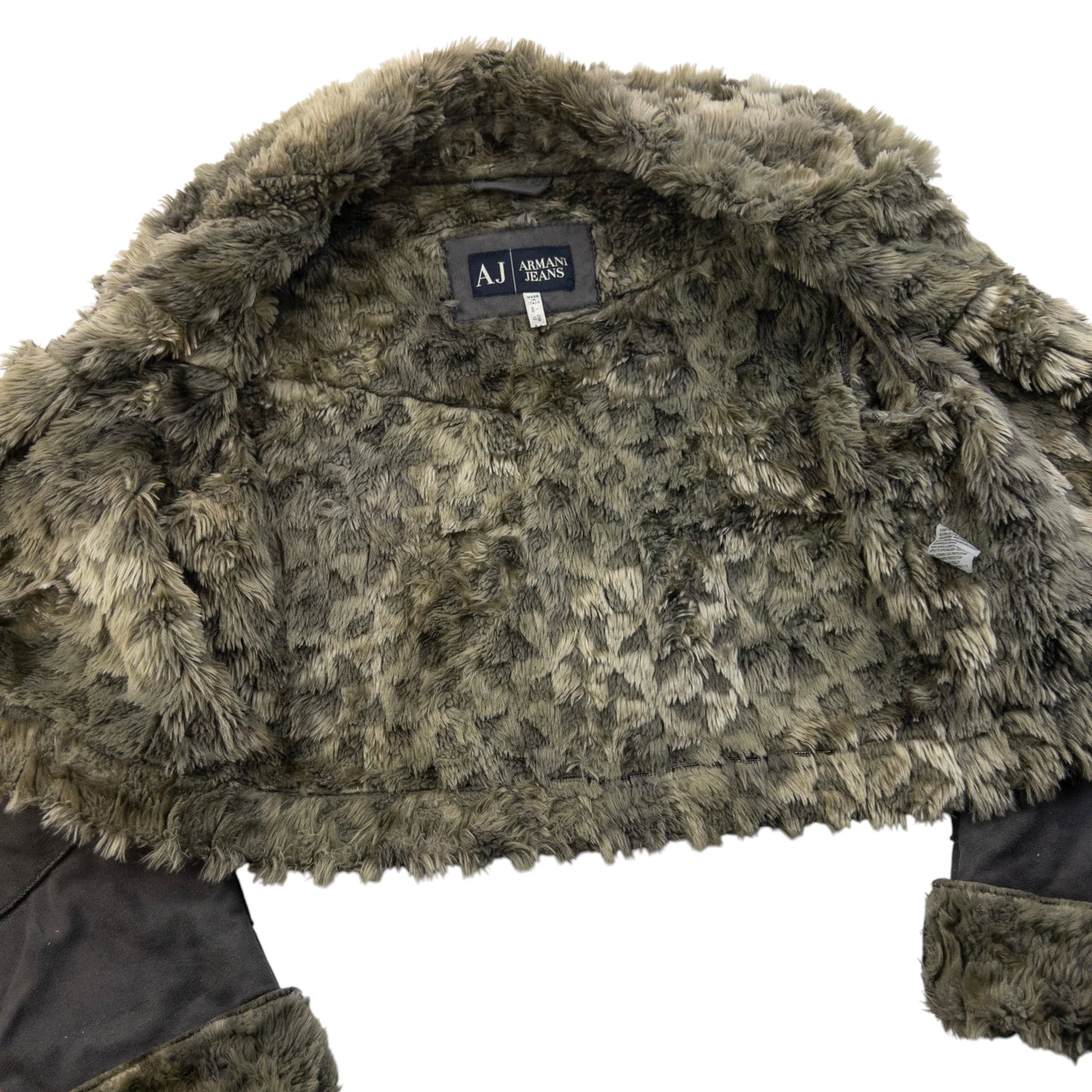 Vintage 2000s Armani Jeans Fur Lined Suede Jacket Womens Size L