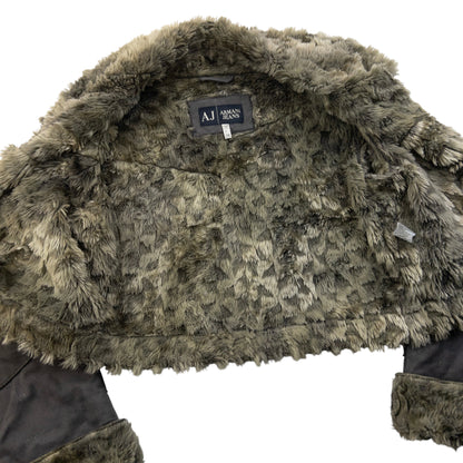Vintage 2000s Armani Jeans Fur Lined Suede Jacket Womens Size L