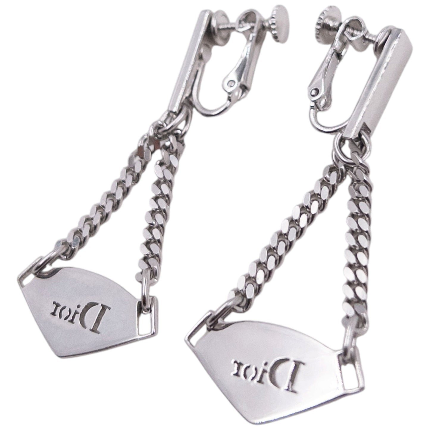 Vintage 2000s Dior By John Galliano Silver Clip-On Earrings
