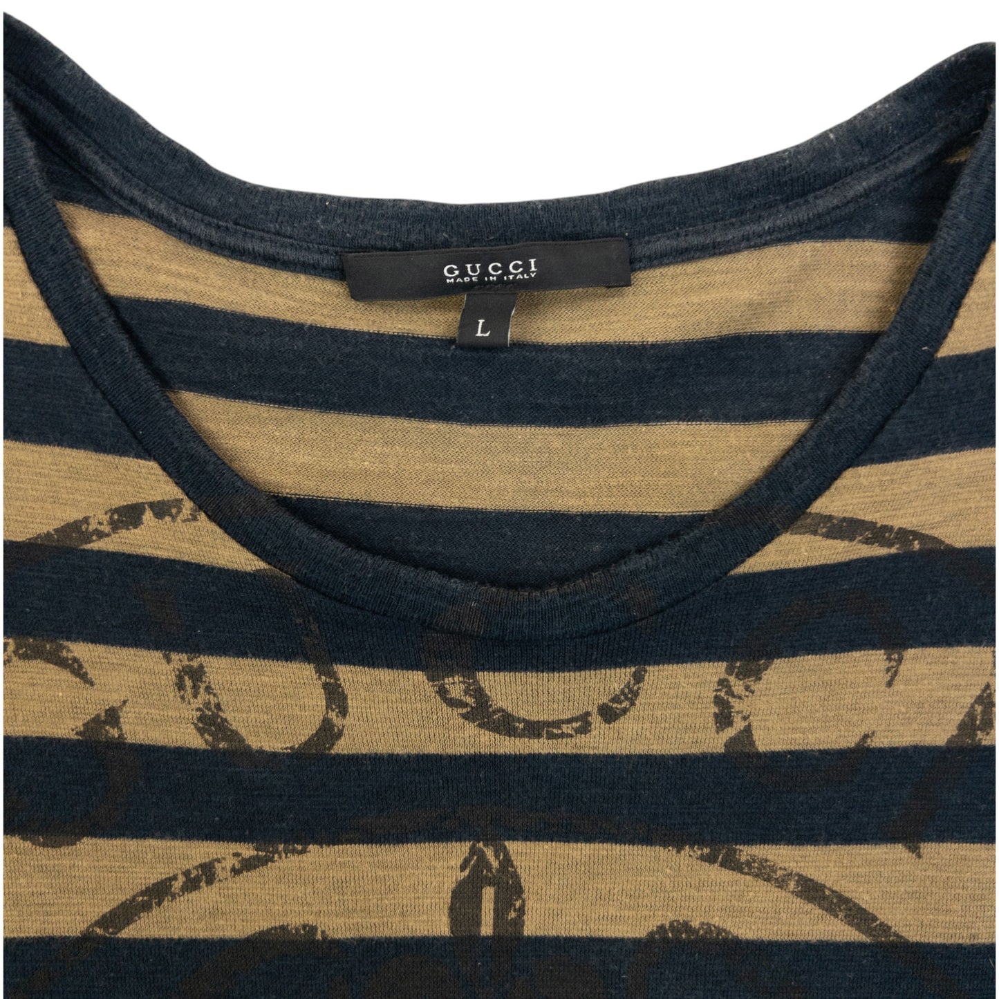 Vintage 2000s Gucci Striped Graphic T Shirt Womens Size L