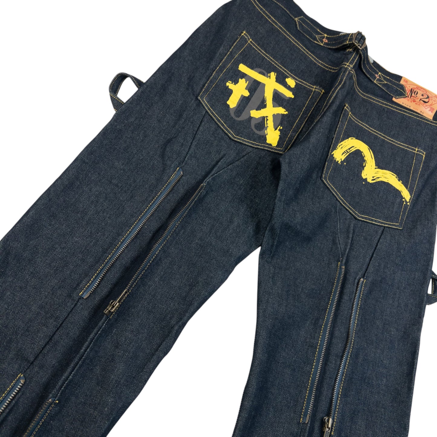 Vintage 2000s Evisu Gull Symbol Bondage Zip Japanese Denim Jeans Size W36