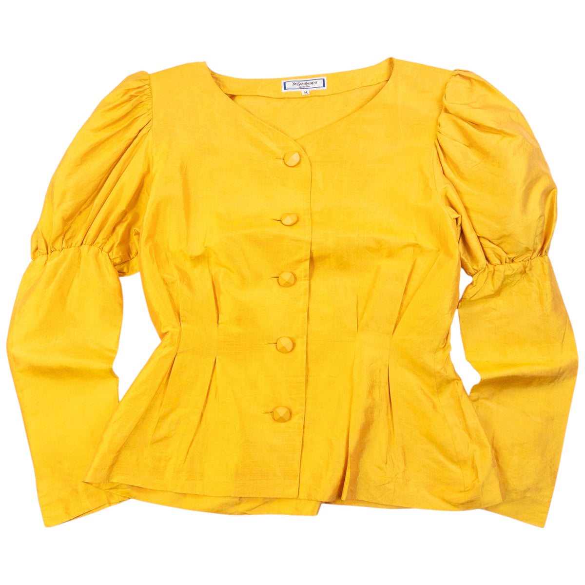 Vintage 80s YSL Yves Saint Laurent Puff Sleeve Blouse Womens Size M