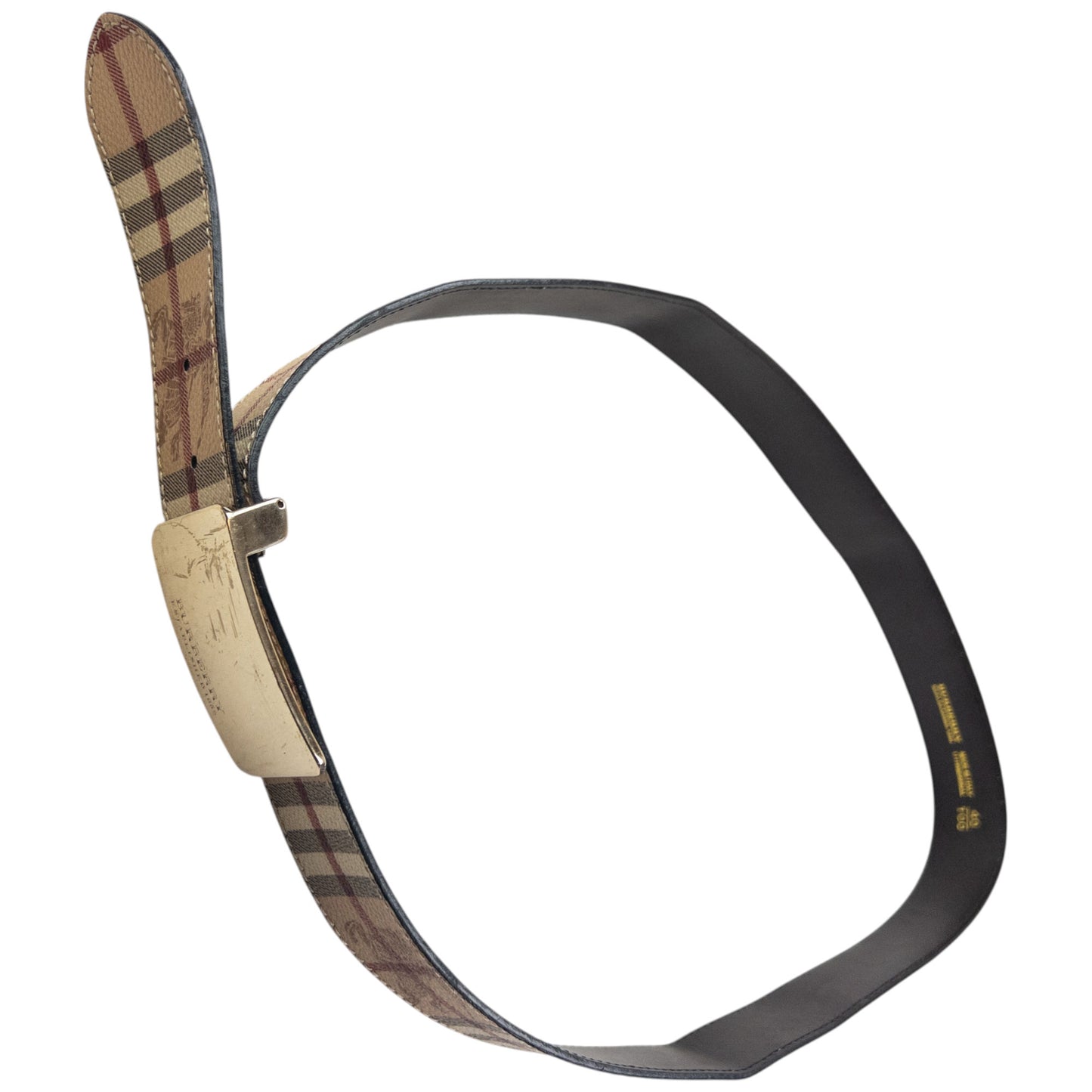Vintage 2000s Burberry Nova Check Leather Belt Size XL