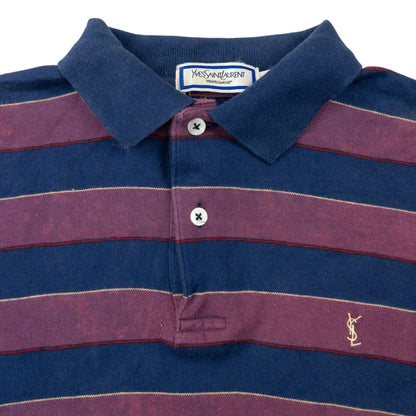 Vintage 80s YSL Yves Saint Laurent Striped Long Sleeve Polo Shirt Size XS