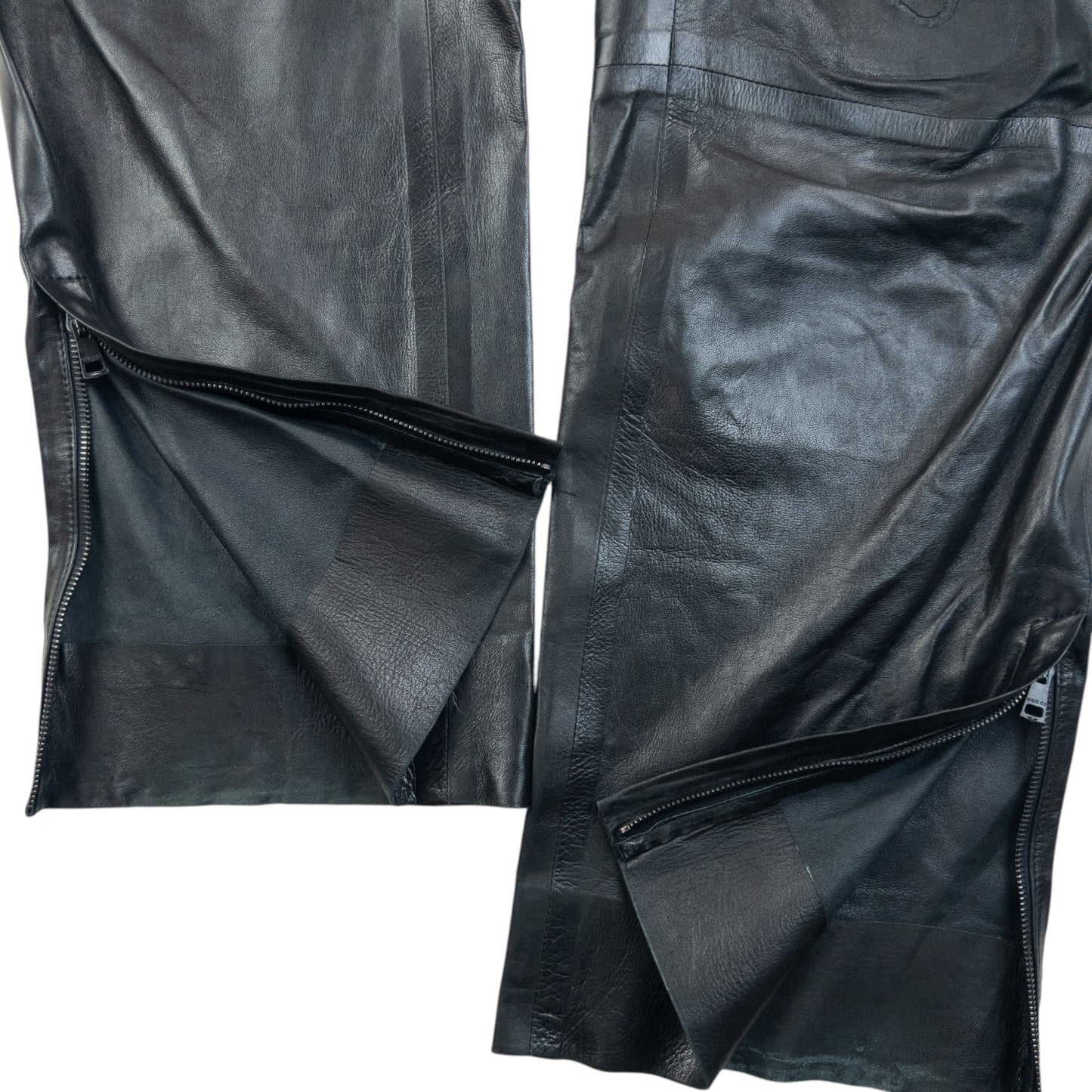 Vintage 2000s Gucci By Tom Ford Zip Cuff Leather Trousers Size L
