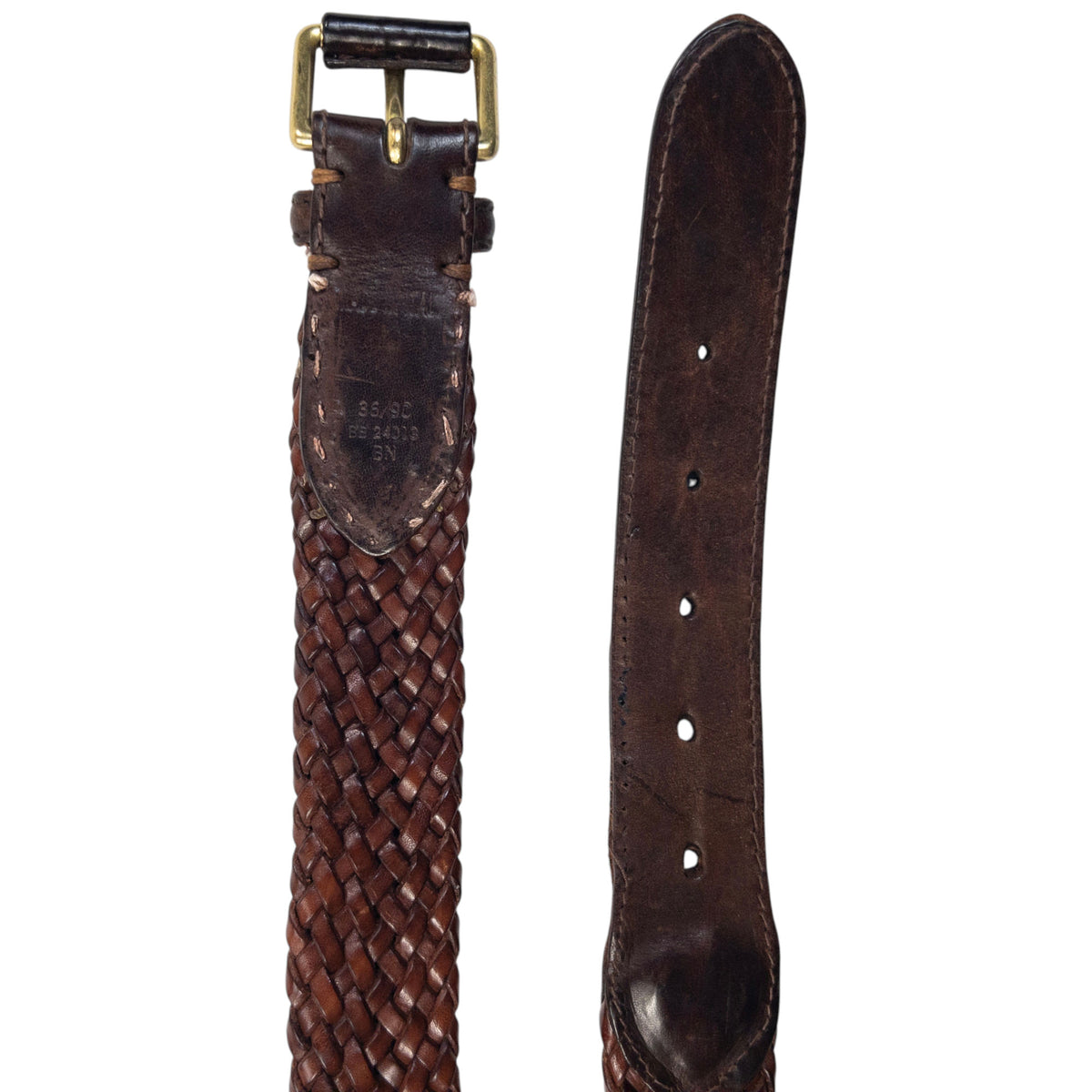 Vintage 90s Burberry Braided Leather Belt Size L